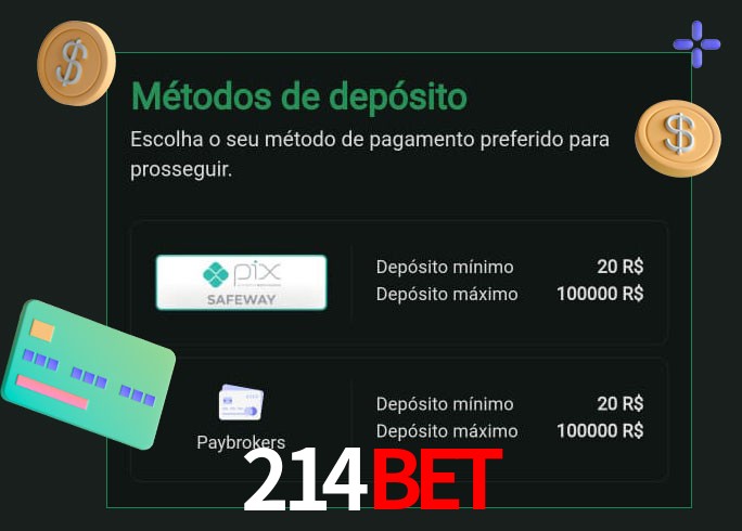 O cassino 214bet oferece uma grande variedade de métodos de pagamento